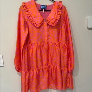Cras Pink and Orange Ruffled Dress